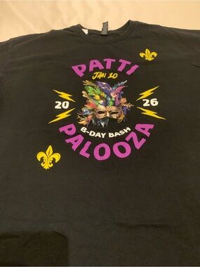 Gildan Black Tee with Purple Block Lettering